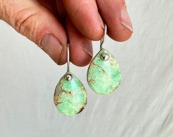 Chrysoprase & Sterling Silver Earrings. 2338