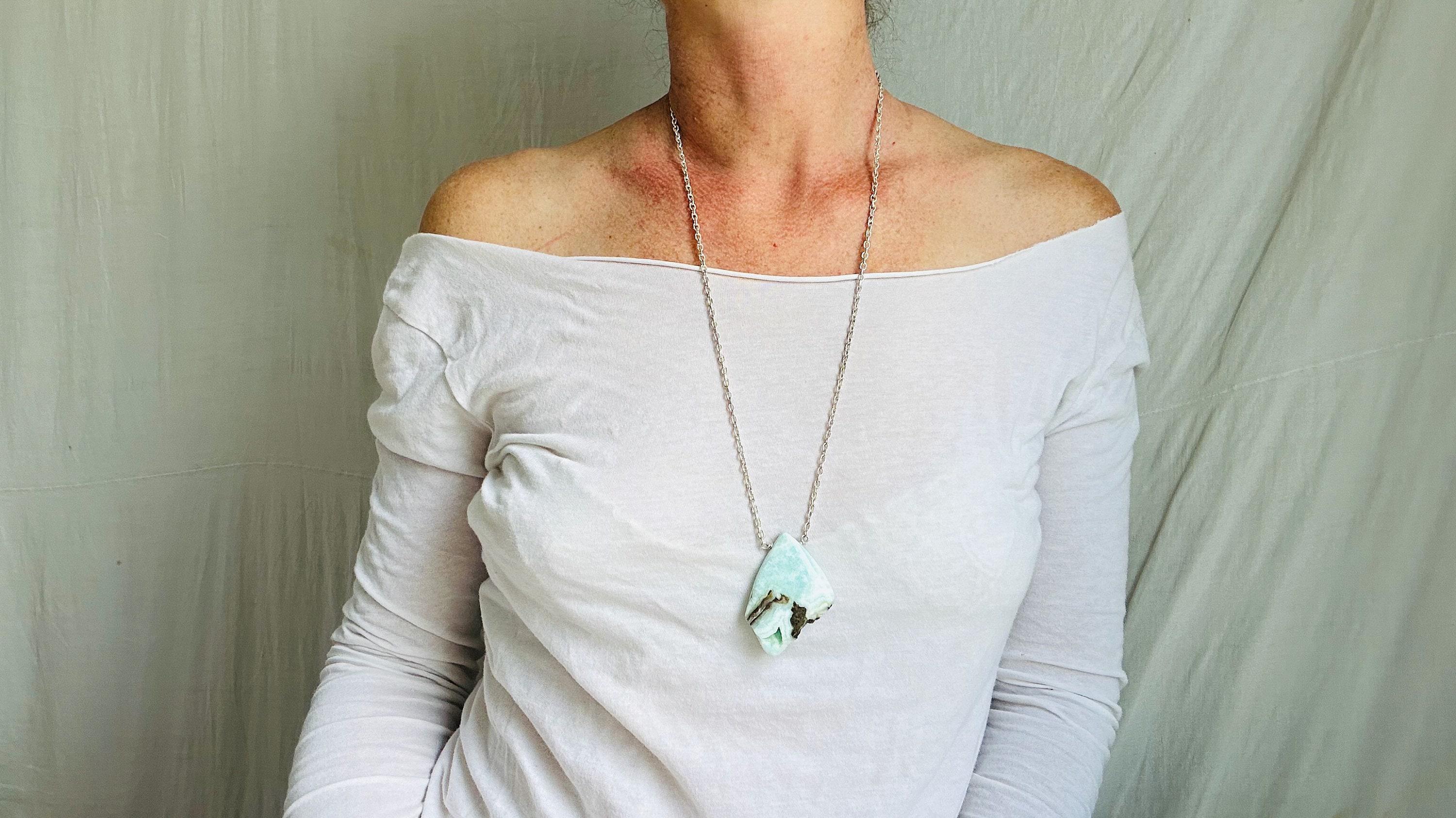 ラリマーペンダントネックレス。スターリングシルバー。2469 - Etsy 日本