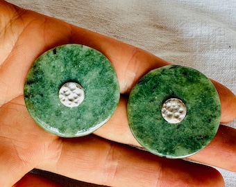 Guatemalan Jade Earrings. Sterling Silver. Handmade.  2858