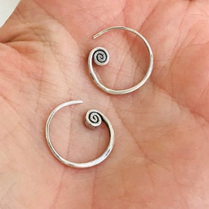 Karen Silver Hoop Earrings. Spiral. Karen Hill Tribe Of Thailand