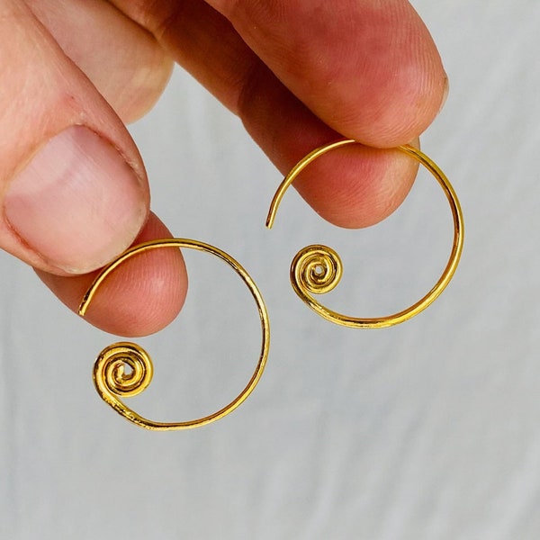 Karen Hill Tribe Earrings. Hoop. 24kt Gold Plated. Vermeil