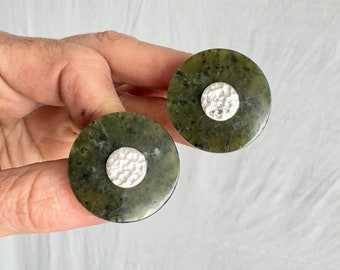 Canadian Jade Earrings. Jade & Sterling Silver. 1367