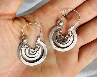 Sterling Oaxacan Earrings. Traditional Design. Sterling Silver. Oaxaca, Mexico. AP-174
