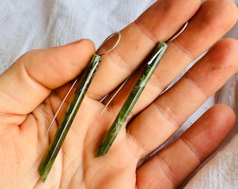 Jade & Sterling Silver Earrings. Canadian Jade. 4420