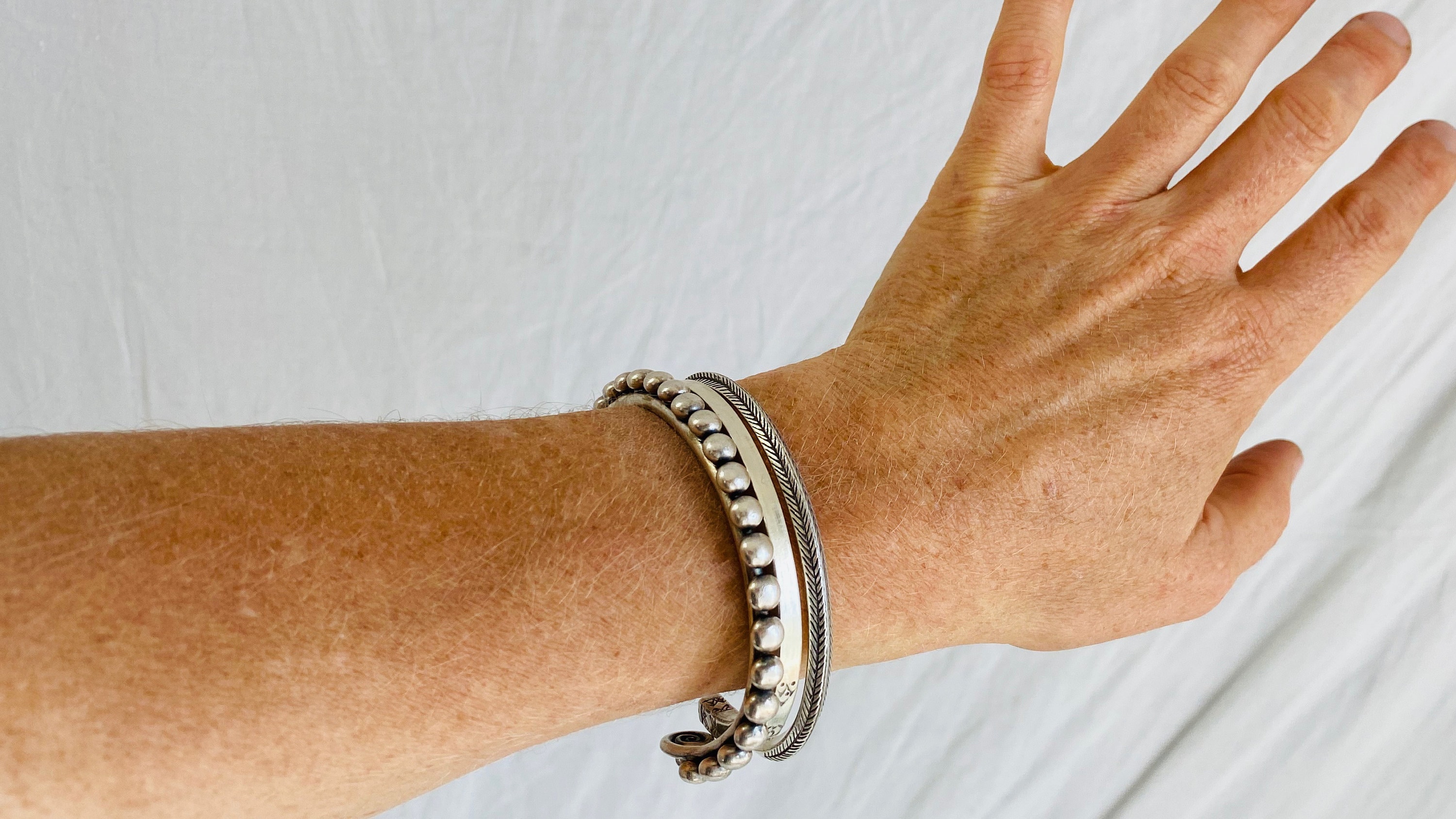 Trio of Three Silver Bangles From the Karen Hill Tribe of Trio of Three Silver Bangles From the Karen Hill Tribe of