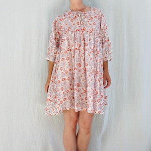 Block Print Mini Dress. Floral Print. One Size.