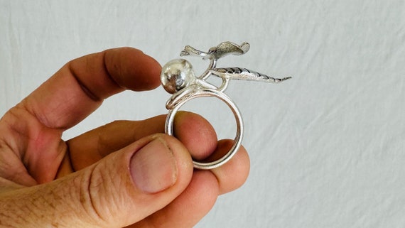 Silver Flower Ring. Adjustable. 0658 - image 3