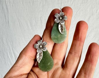 Guatemalan Jade Earrings. Sterling Silver. 0643