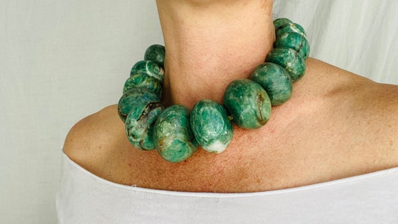 Mayan Guatemalita Jade Graduated Choker Necklace.… - image 2