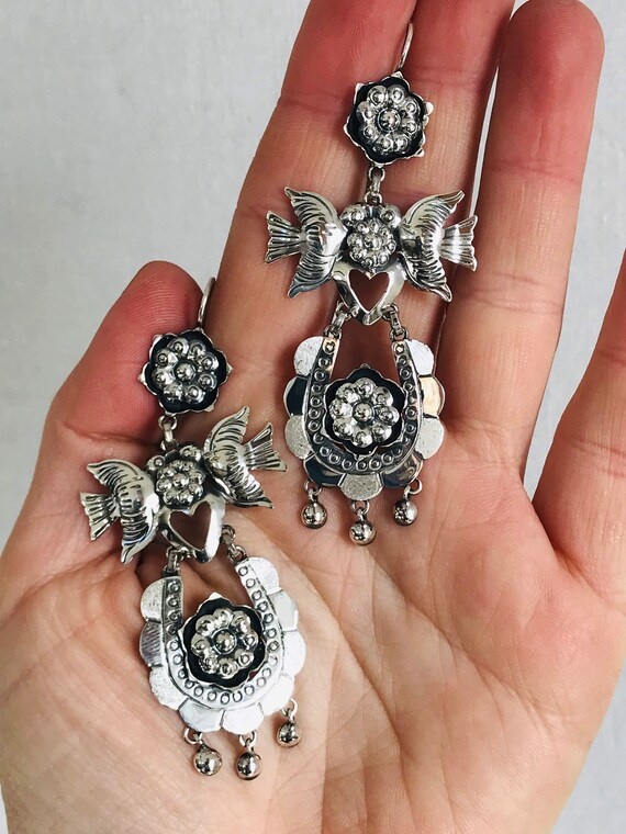 Taxco Silver Bird Earrings. Sterling Silver. Mexi… - image 3