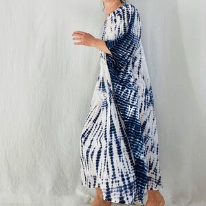 Blue - Indigo - Nui Shibori Tie-Dye Cotton Kaftan Dress