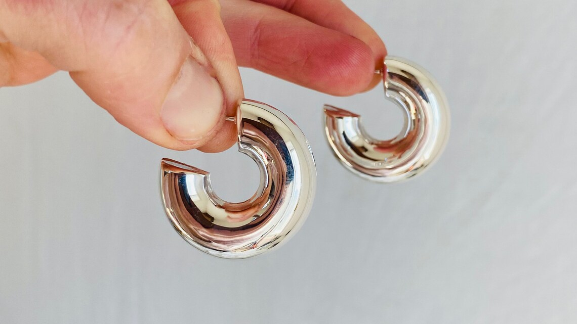 Fat Hoop Earrings. Sterling Silver. Atelier Aadya - Etsy