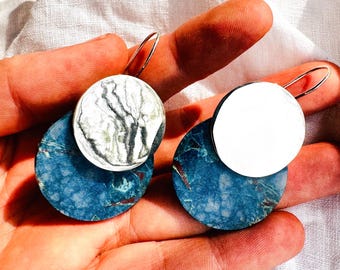 Chrysocolla and Sterling Silver Earrings. 2892