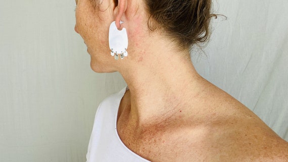 Flat Hoops with Dangles Silver Earrings. Atelier … - image 5