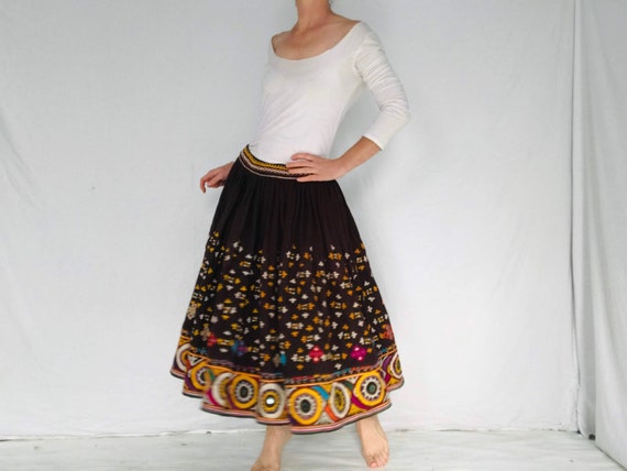 Vintage Rabari Long Embroidered Skirt. Hand Embroi
