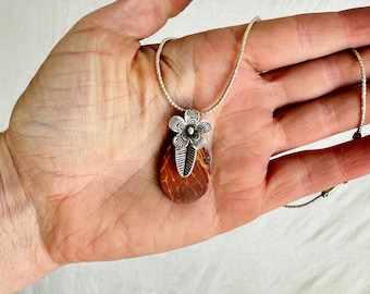 Picasso Jasper Pendant on a Liquid Silver Necklace. Sterling Silver. 2351
