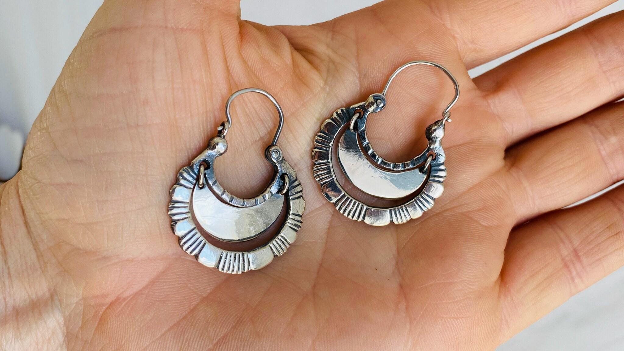 Vintage Mexican Hoop Earrings - Etsy Vintage Mexican Hoop Earrings - Etsy