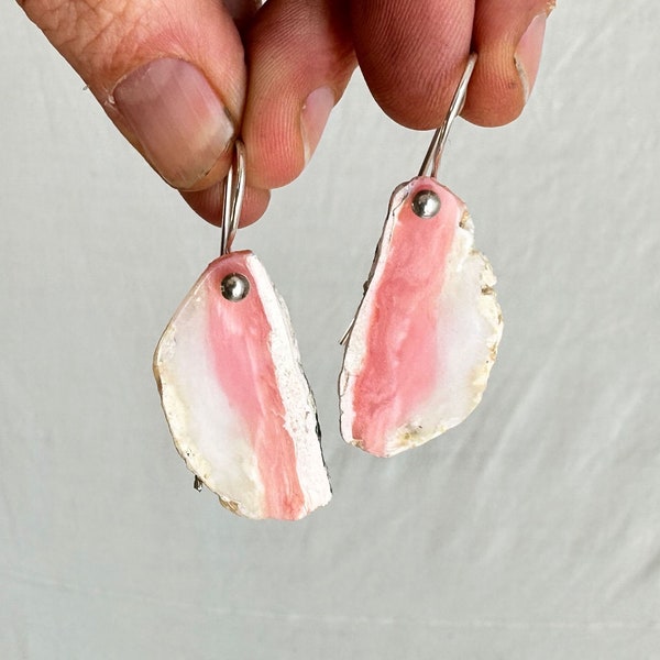 Pink Opal Earrings. Sterling Silver. 2336