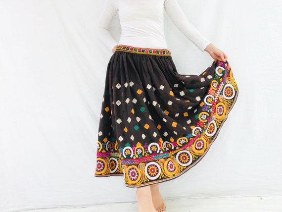 Vintage Rabari Long Embroidered Skirt. Hand Embroi