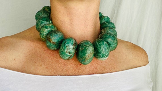 Mayan Guatemalita Jade Graduated Choker Necklace.… - image 3