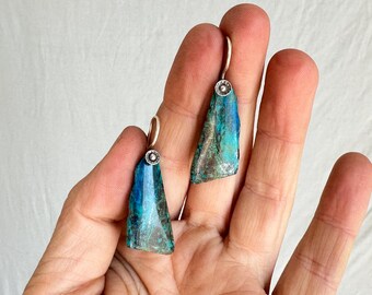 Chrysocolla and Sterling Silver Earrings. Atelier Aadya. 0634