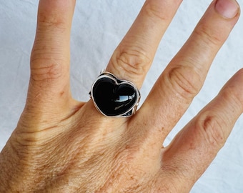 Amber Heart Botanicals Ring. Sterling Silver. Adjustable Size. AP-456