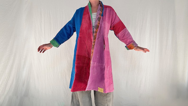 Vintage Kantha Color Block Coat. image 4