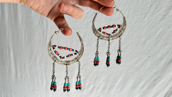 Vintage Uzbek Bukhara Silver Earrings. 1154. Rare! - image 1