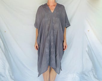 Mexican Gauze Dress. Hand Dyed. Applique Work. One Size.