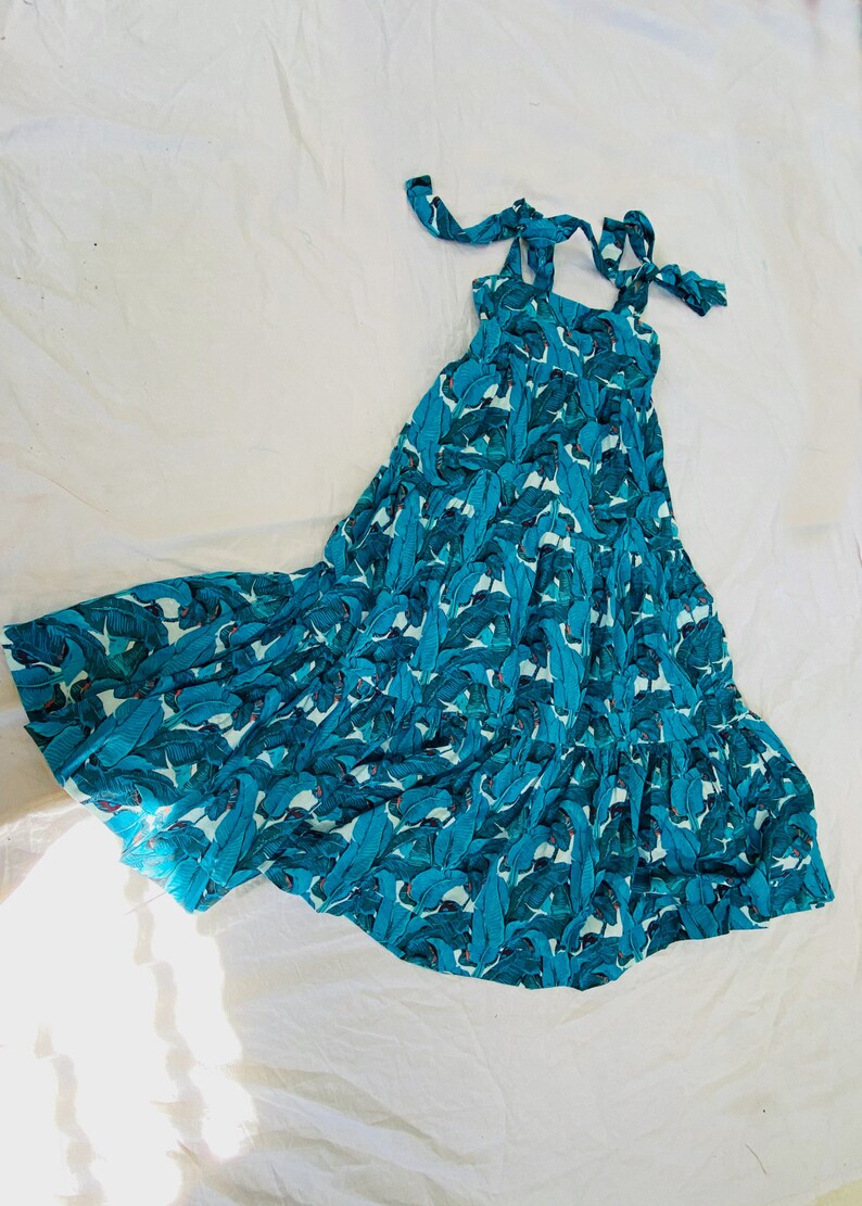 Fantastic Block Print Maxi Dress. Banana Leaf Print imagem 5