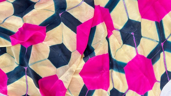 Shibori Silk Shawl, Wrap, Scarf. Clamp Dye. Gujar… - image 5