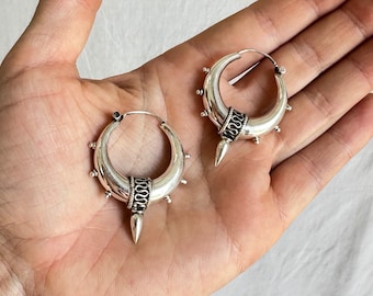 Fat Hoop Earrings India. Sterling Silver. 1075