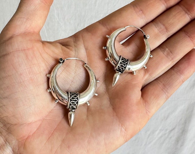 Fat Hoop Earrings India. Sterling Silver. 1075 - Etsy