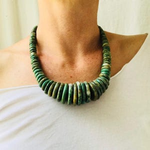 Mayan Guatemalita Jade Graduated Disks Choker Necklace. Guatemalan.