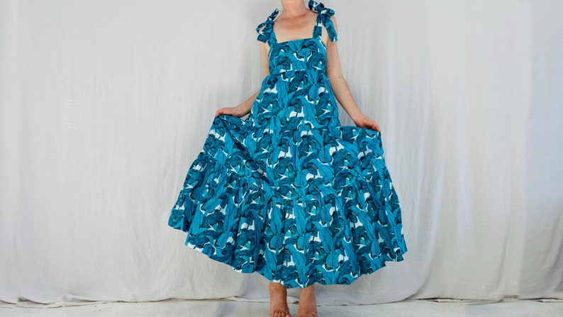 Fantastic Block Print Maxi Dress. Banana Leaf Print imagem 2