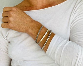 Trio of Three Silver Bangles from the Karen Hill Tribe of Thailand. 0450