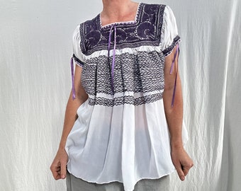 Hand-Embroidered Aguacatenango Blouse. Chiffon.