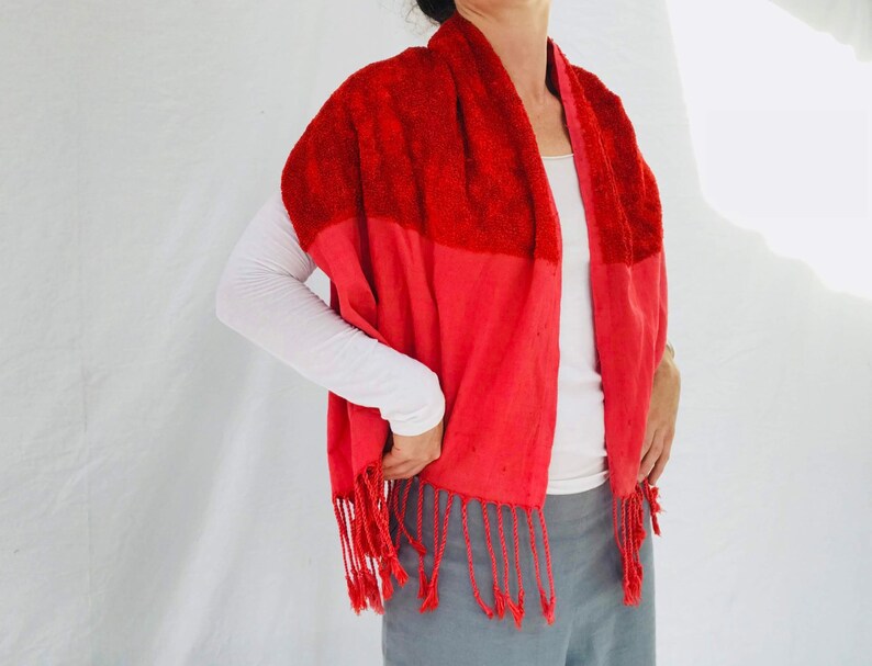 Turkish Red Plant Dyed Silk & Cotton Scarf. Etsy