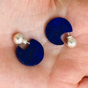 Lapis Lazuli Flat Hoop Earrings. Atelier Aadya. 0733