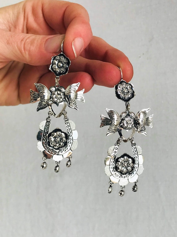 Taxco Silver Bird Earrings. Sterling Silver. Mexi… - image 2