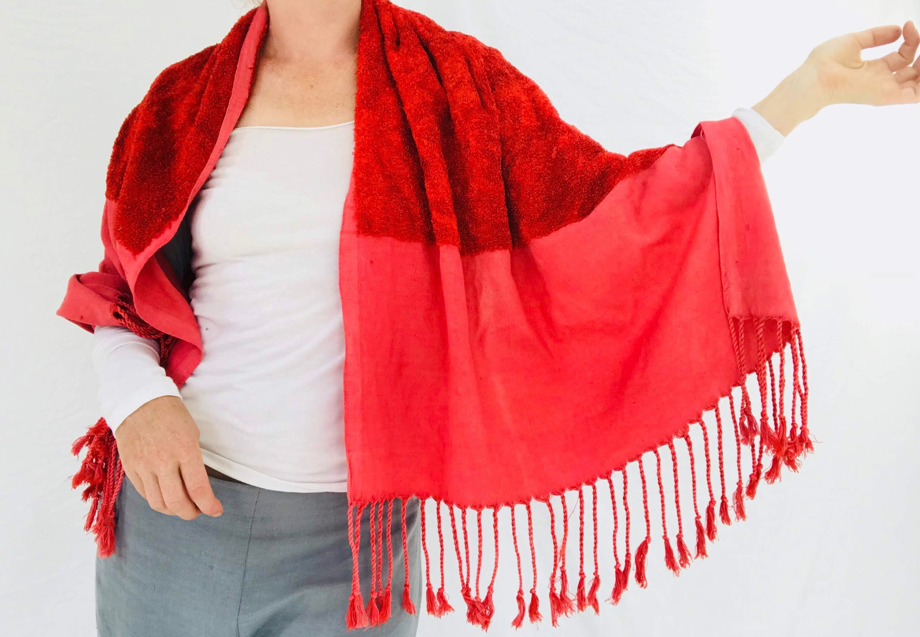 Turkish Red Plant Dyed Silk & Cotton Scarf. Etsy