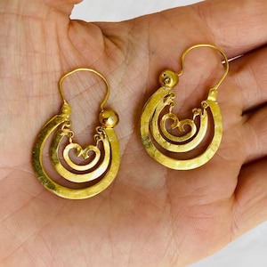 Aretes Oaxaqueños Bañados en Oro. Diseño tradicional. Plata esterlina. Vermeil. Oaxaca, México. 0386