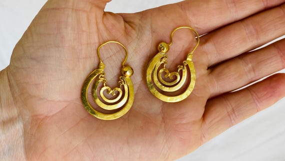 Gold Plated Oaxacan Earrings. Traditional Design. Sterling