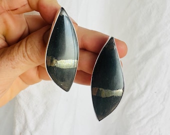 Apache Gold Silver Post Earrings. Rare Pyrite. Sterling. One-of-a-Kind. 3001