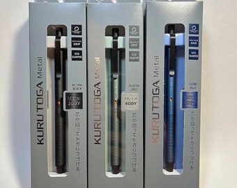 Uni Kuru Toga Metal 0.5mm Pencil Nocturne Black/Phantom Gray/Silent Blue 3 Set