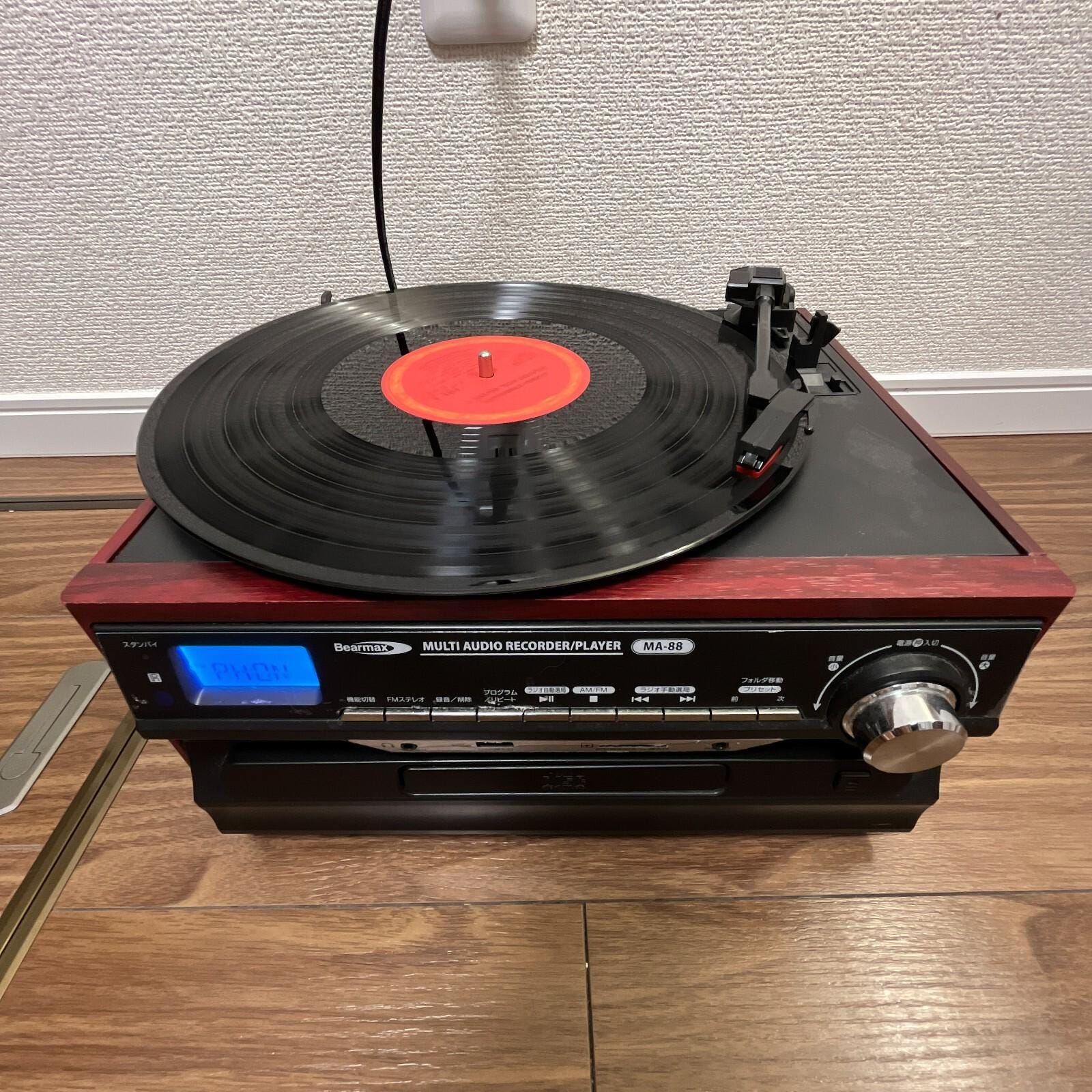 レコード、カセットプレイヤー　ステレオブラック！　DJ機材　タ－ンテ－ブル フランス RECORDING THE MASTERS社 ステレオカセットプレーヤー