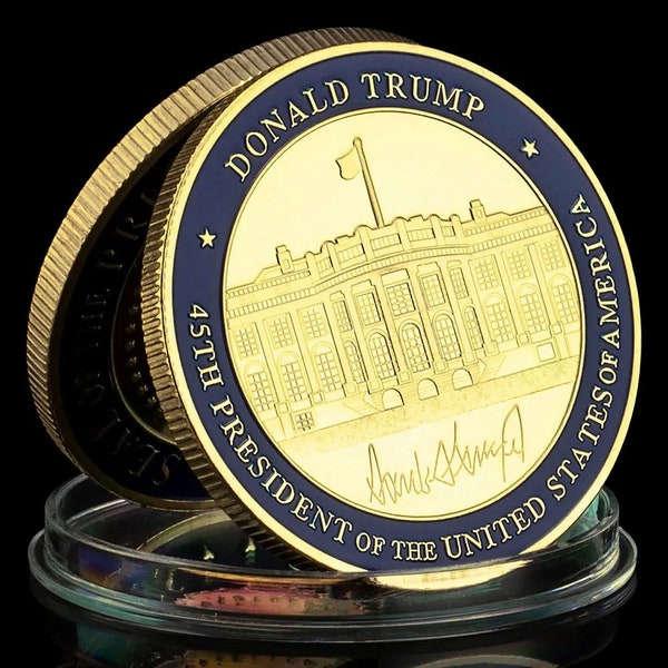 Donald J Trump Gold Coin Presidential Memorabilia General US Election 2024 White House Collector's Item Limited 45th President Souvenir