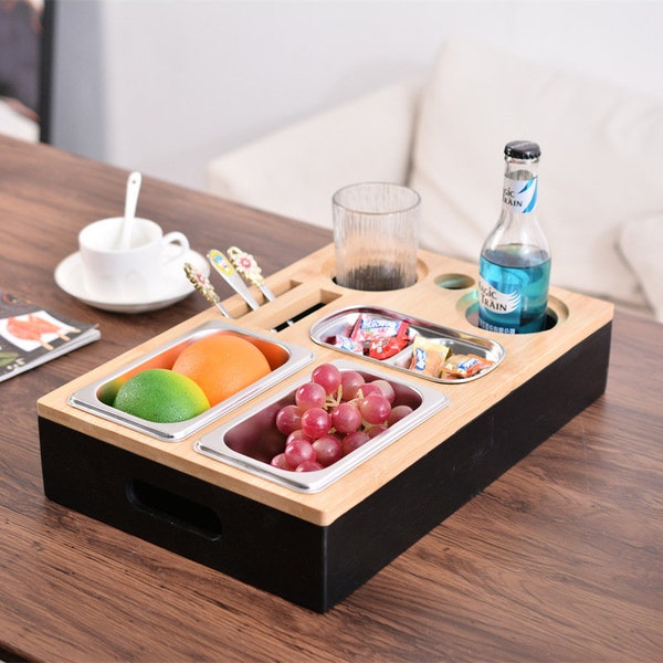 Table basse pour collations Mini-snack-bar fait main | Majordome de canapé | Plateau pour canapé | Boîte à collation | Barre de canapé | Plateau pour canapé | Cadeau Netflix And Chill pour lui