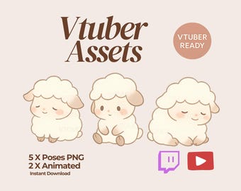 Yuyu Cozy Sheep PNGTuber Asset | Minimalist Chibi Vtuber Pet Overlay Model