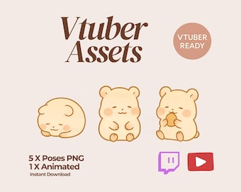 Hamu Cozy Hamster PNGTuber Asset | Minimalist Chibi Vtuber Pet Overlay Model